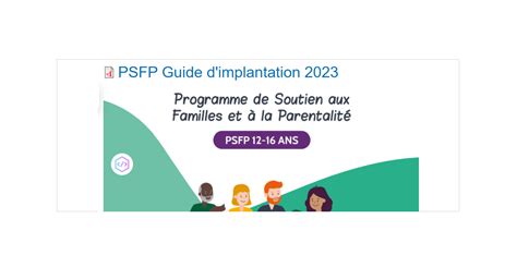 Guide Dimplantation Du Programme De Soutien Aux Familles Et La