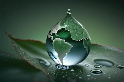 Gota De Agua Cayendo Sobre Una Hoja Verde Ia Generativa Foto Premium