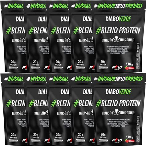 Kit X Diabo Verde Blend Protein Mans O Maromba G Refil Morango