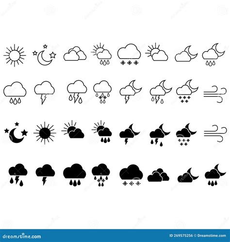 Weather Icon Vector Set Synoptic Illustration Sign Collection Weather Forecast Symbol Or Logo