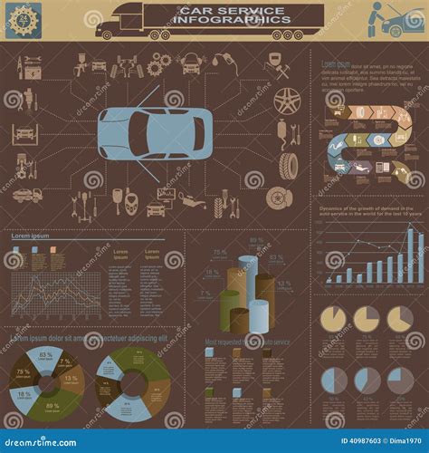 Car Service Repair Infographics Stock Vector Illustration Of