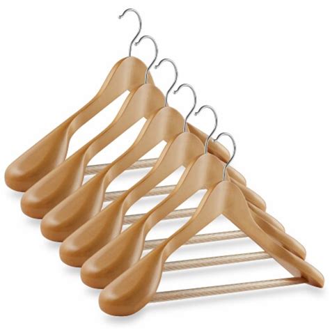 6 Pack Wide Shoulder Wooden Suit Hangers Natural By Casafield 17 25