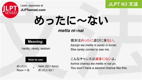 Gramática Jlpt N3 めったに～ない Metta Ni~nai Significado