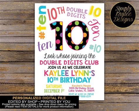 Double Digits Birthday Invitation Social Media Birthday Invite Confetti ...