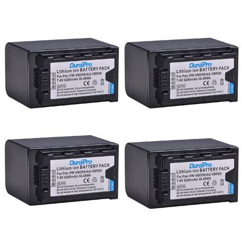 4x5200mAH VW VBD58 AG VBR59 Battery For Panasonic VBD29 VBD78 HPX265MC