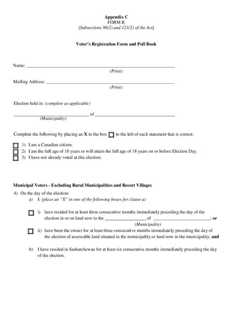 Fillable Online Appendix C Form R Subsections And Of The