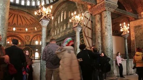 Tourists Inside Hagia Sophia Mosque In I Stock Video Pond5