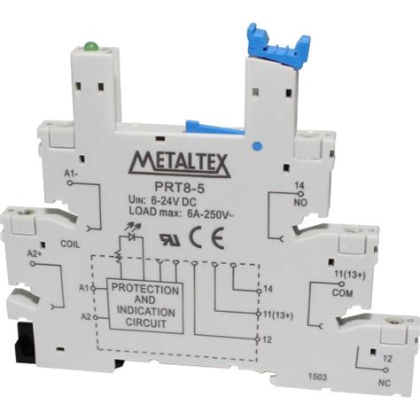 PRT8 5 Soquete P Rele JZ Tensao 6 24vcc Fixacao Trilho Din Metaltex