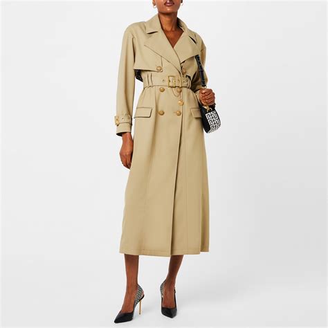 Balmain Classic Trench Coat With Monogram Lining Women Sable 0an Flannels