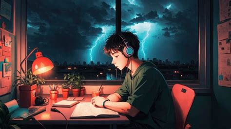 Premium Ai Image Lofi Boy Relaxing Study Session With Chill Vibes