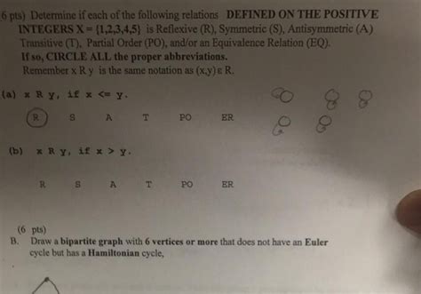 Solved 6 Pts Determine If Each Of The Following Relations