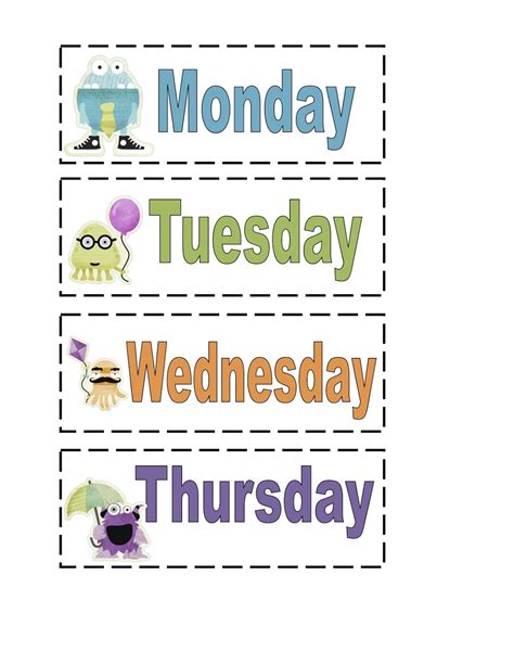 Free Preschool Days Of The Week Printables