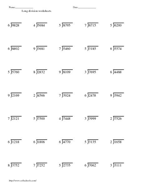 Long Division And Multiplication Worksheets