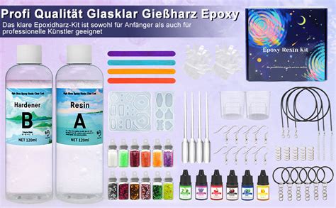 Juspota Epoxidharz Set Anfänger 240ml Glasklar Resin Kunstharz Gießen