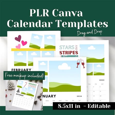 Calendar Canva Template Editable Plr Canva Frames Monetize Your