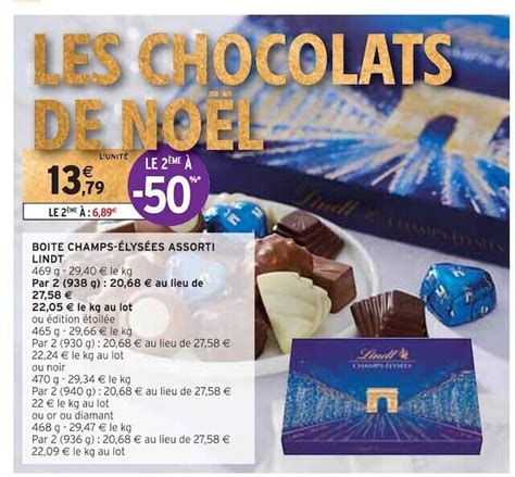 Promo Lindt boite champs élysées assorti chez Intermarché