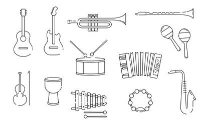 Line Musical Instruments Continuous Drums Vector Image