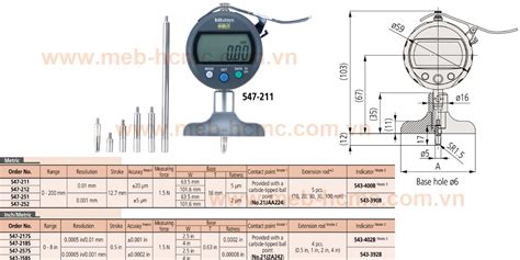 547 217S DIGIMATIC DEPTH GAGE IDC Đo sâu dạng đồng hồ so Đồng hồ so