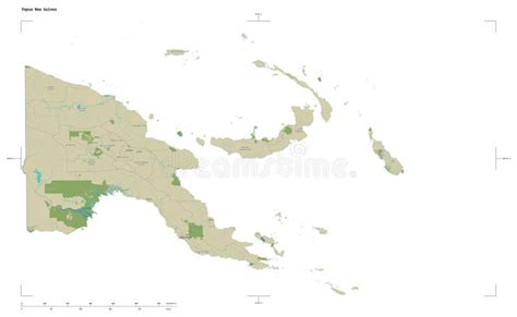 Papua New Guinea Shape On White Topo Humanitarian Stock Illustration