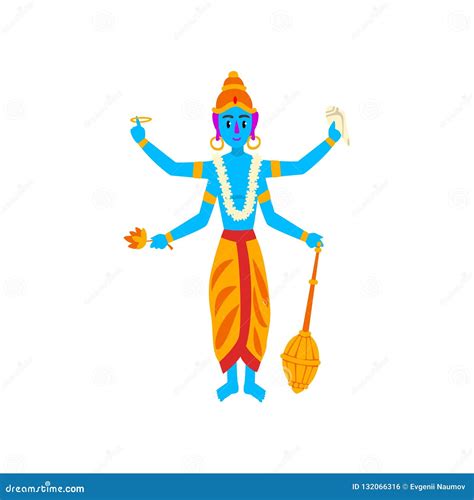 Vishnu Indian God, Guardian of the Universe Vector Illustration on a ...