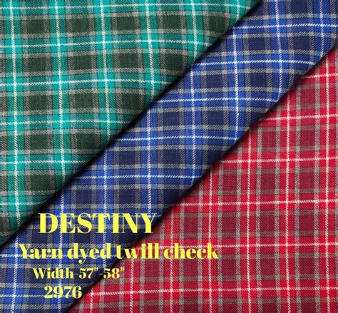 Destiny Yarn Dyed Twill Check Shirting Fabric For Making Shirt GSM