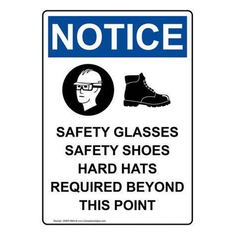 Vertical Safety Glasses Safety Sign Osha Notice