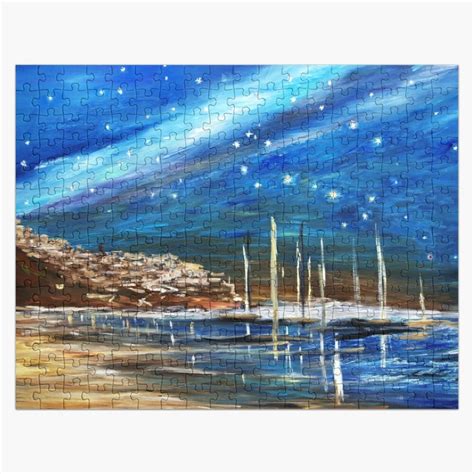 Night Harbour Landscape Jigsaw Puzzle Rredbubble