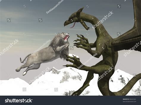 Dragon Vs White Lion Simple Render Stock Illustration 20222161 ...