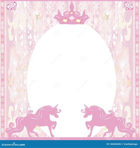 Frame With A Pink Unicorns Stock Vector Illustration Of Child 145606406