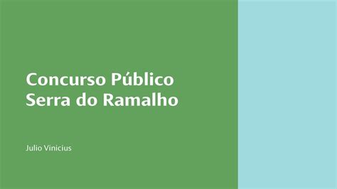 Aula Concurso P Blico Prefeitura De Serra Do Ramalho Parte