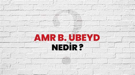 Amr B Ubeyd Nedir Ne Demek TDV İslam Ansiklopedisine Göre Amr B