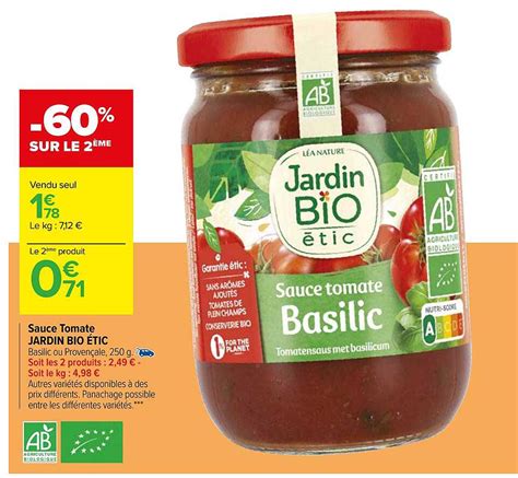 Promo Sauce Tomate Jardin Bio Tic Chez Carrefour Icatalogue Fr