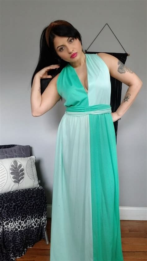 1970s Seafoam Green Grecian Maxi Dress 70s Boho Gem