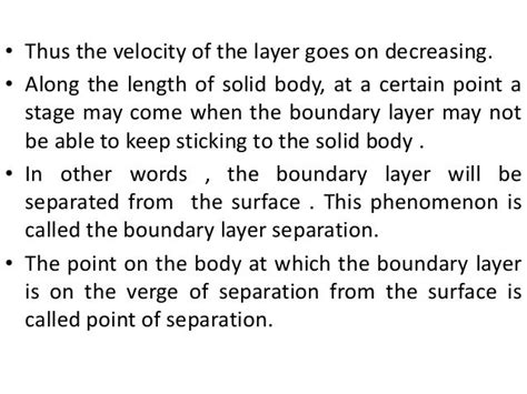 Separation of boundary layer