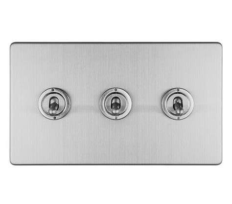 Carlisle Brass Eurolite Concealed 3mm 3 Gang 10 Amp 2 Way Toggle Switch Satin Stainless Steel