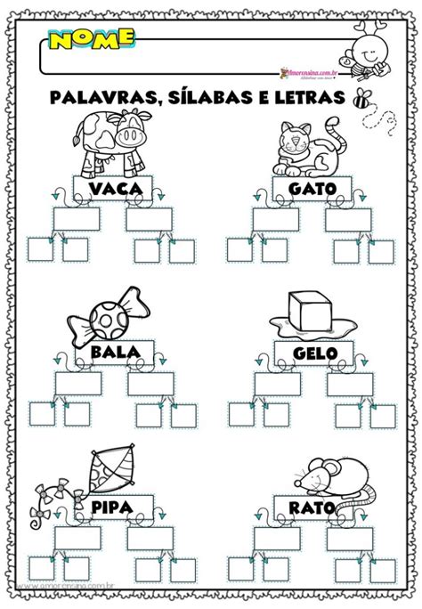 Atividades Com Palavras Sílabas E Letras Para O 1º Ano