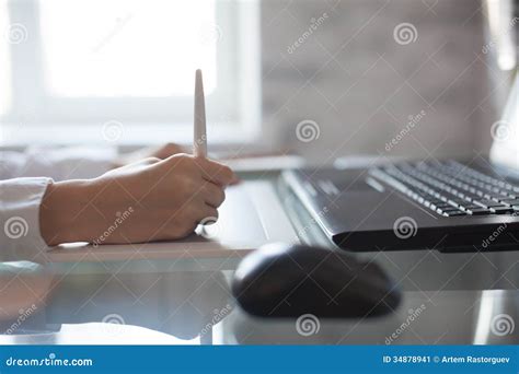 Designer Using A Graphics Pad Stock Image Image Of Closeup People