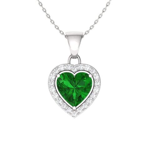 Heart Shaped Emerald And Diamond Necklace Emerald Heart Etsy