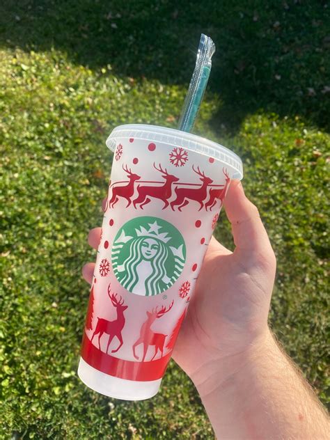 Christmas Reindeer Starbucks Cup Christmas Starbucks Cup Etsy