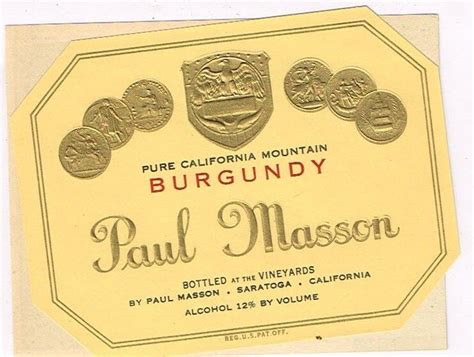 1940s California Saratoga Paul Masson Burgundy Wine Label Ebay