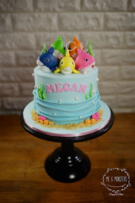 Pink Fong Baby Shark Theme Cake Shark Birthday Cakes Baby Shark