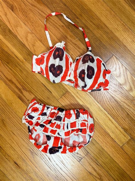 Vintage S D Bullet Bra Bikini Bathing Suit Tiki Gem
