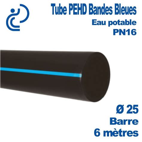 Tube PEHD Bandes Bleues D63 NF PN16 En Barres De 6ml