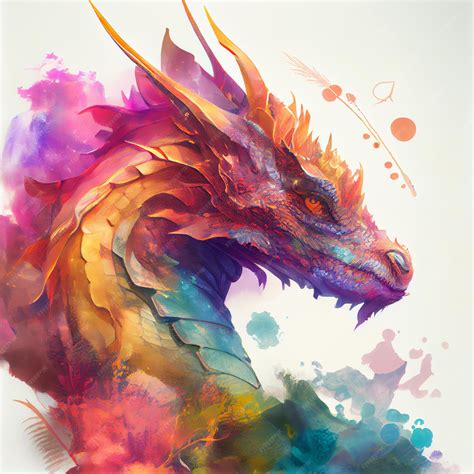 Premium Photo | A colorful dragon with a red eye and a yellow nose.