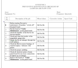 Sop For Preventive Maintenance Of Laminar Air Flow Unit Pharma Dekho