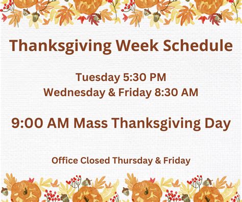 Thanksgiving Week Schedule Holy Savior Catholic Church