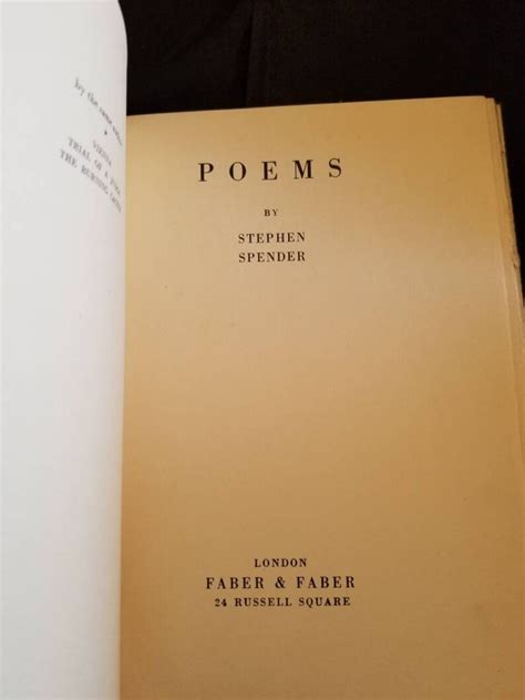 Poems Stephen Spender 1933 Faber and Faber Inscribed and Dated by ...