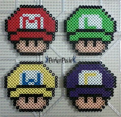 Super Mario Mushrooms Perler Beads By PerlerPixie Perler Bead Mario