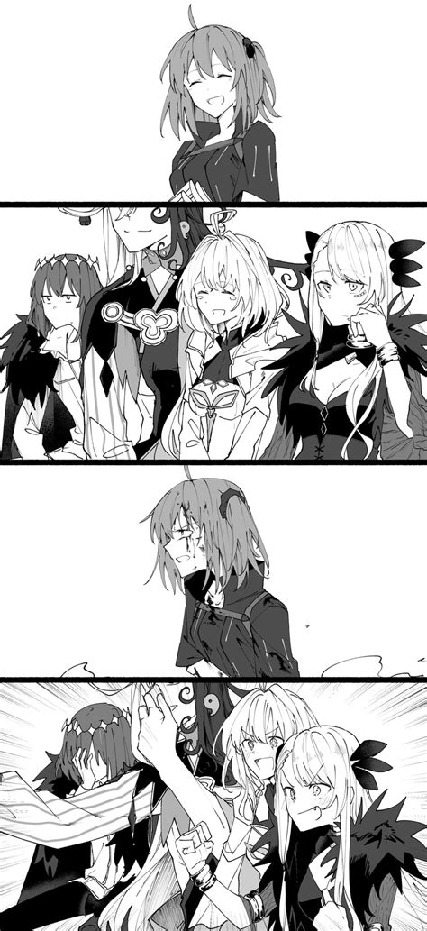 Fujimaru Ritsuka Ashiya Douman Merlin Oberon And Vritra Fate And