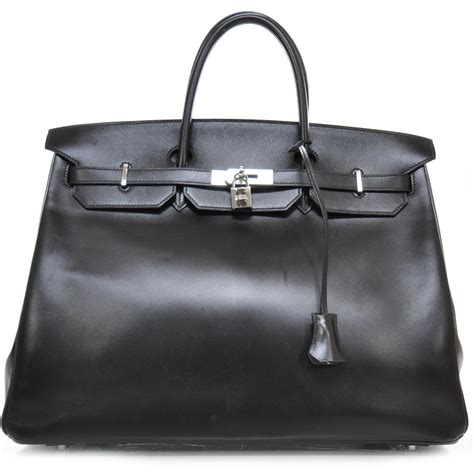 HERMES Box Calfskin Birkin 40 Black SHW 22618